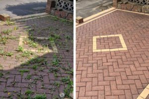 Pressure washing before and after