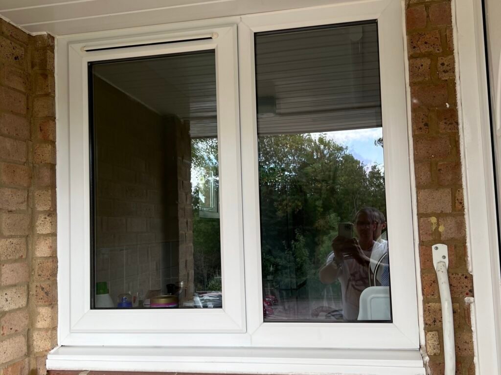 Sparkling clean residential windows after professional window cleaning service.