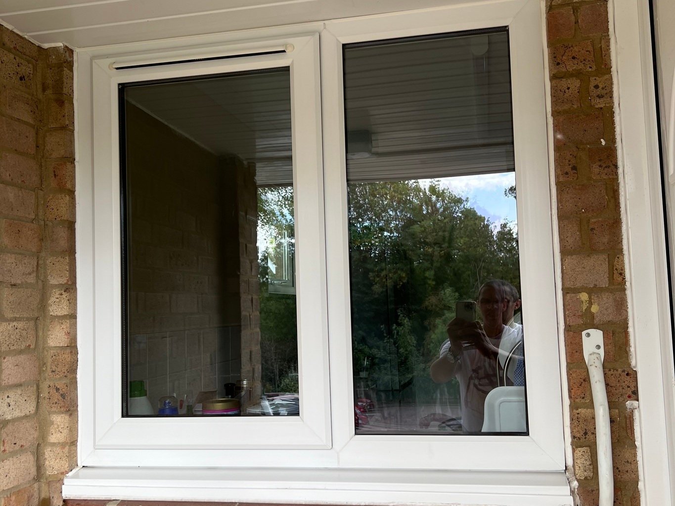 Sparkling clean residential windows after professional window cleaning service.